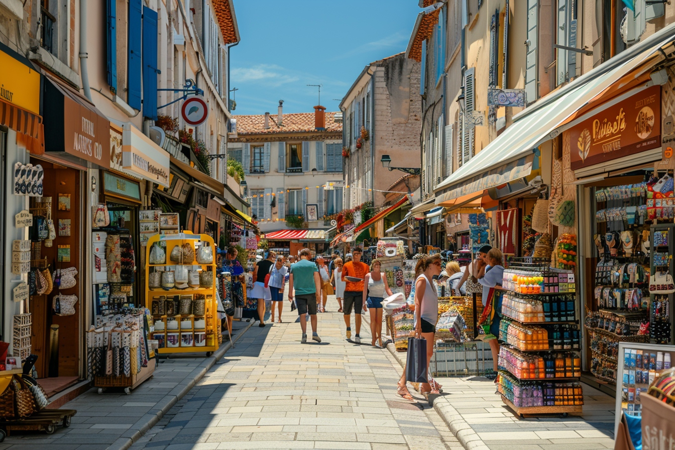 Vue panoramique des boutiques animées pour un shopping exceptionnel à Venissieux